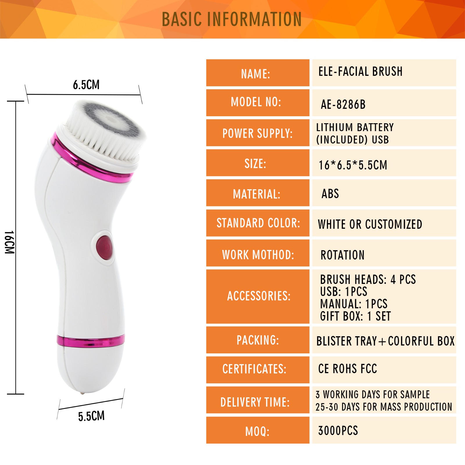 Amazon Hot sale 4-1 Facial Brush AE-8286B