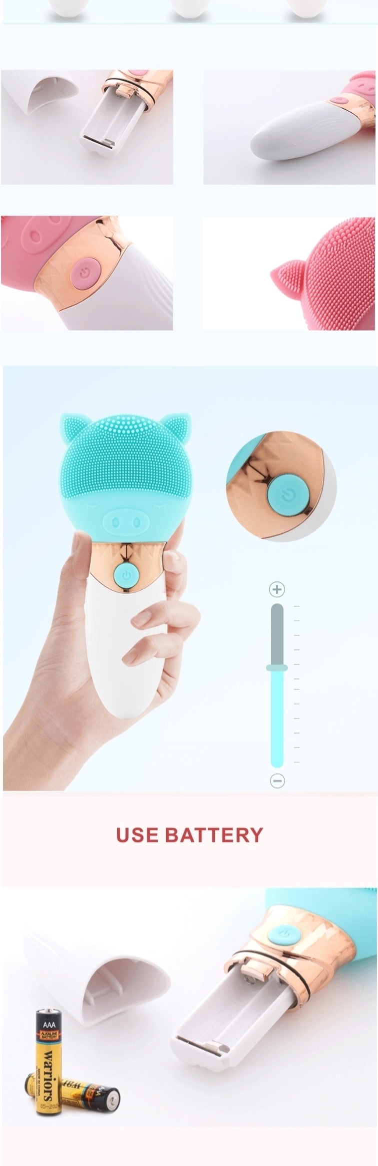 Silicone Facial Brush with long handle AE-616