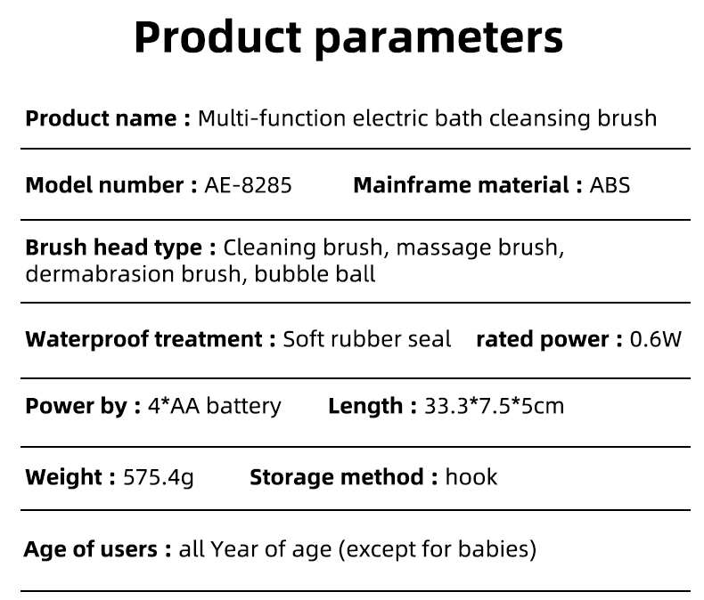 Powerful 4-1 Body Bath Brush with Long Handle AE-8285