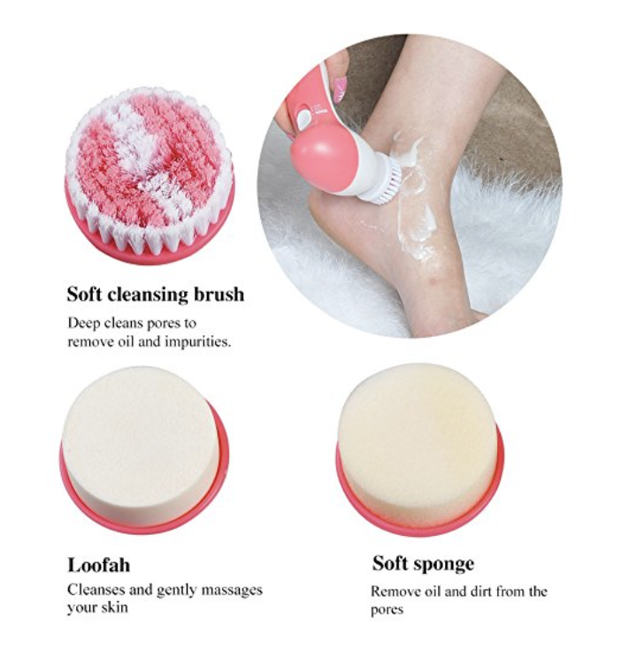 Electrical Beauty Instrument Facial Brush with Foot Care Set AE-8783