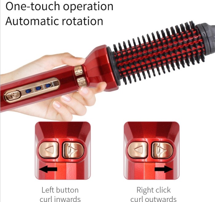 New Design Iron Hair Curler Brush Professional Heater Curling Brush Rechargeable Automatic Hair Curler AE-504