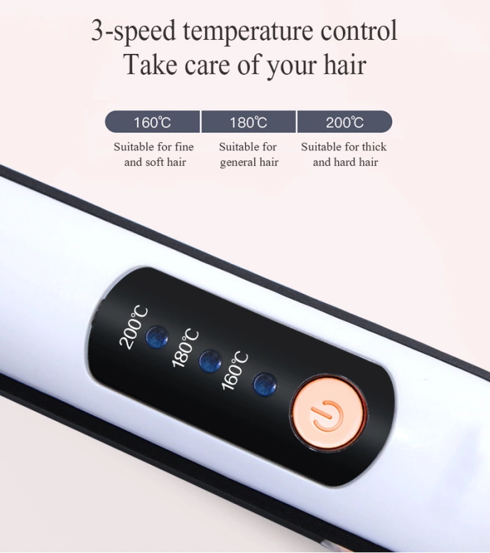 2in1 temperature control wireless straight hair clip ceramic electric splint USB charging hair straightener curler AE-507