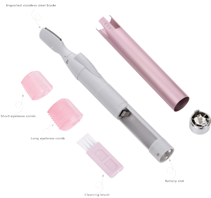  Electric Painless Epilator Nose Hair Removal Eyebrow Trimmer AE-816A with LED light for Ladies 