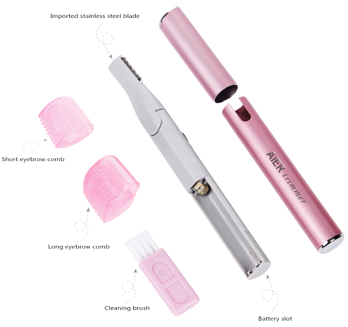 2020 hot sell style women Facial Hair Remover Facial Epilator Eyebrow Trimmer underarms hair removal AE-812 Pink