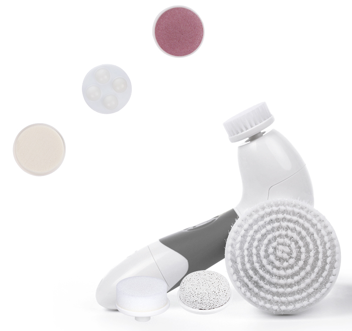 Multi-function 7 in 1 Face & Body Brush with massaging heads Replacement Face Cleansing Brush AE-8288 