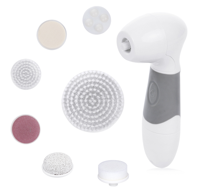 Multi-function 7 in 1 Face & Body Brush with massaging heads Replacement Face Cleansing Brush AE-8288 