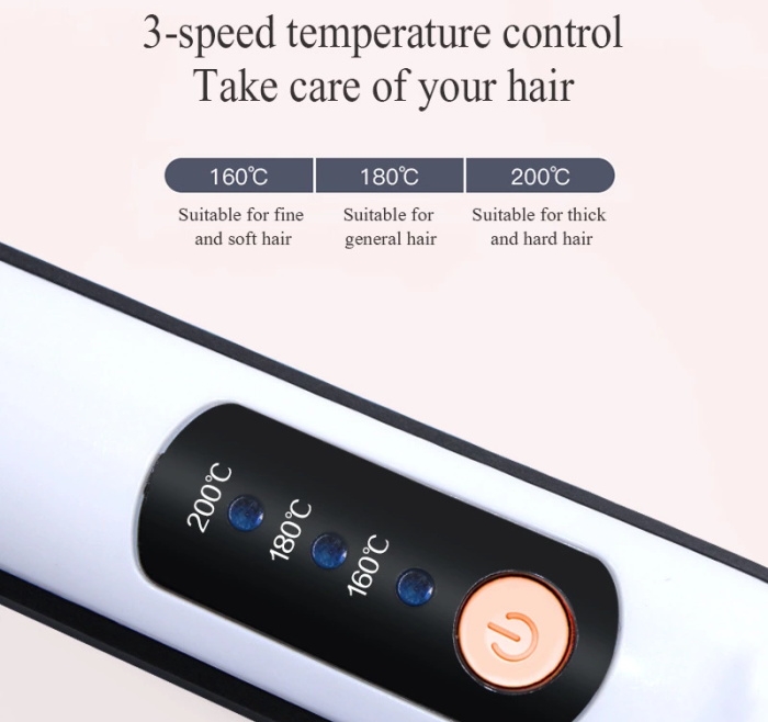 2in1 temperature control wireless straight hair clip ceramic electric splint USB charging hair straightener curler AE-507