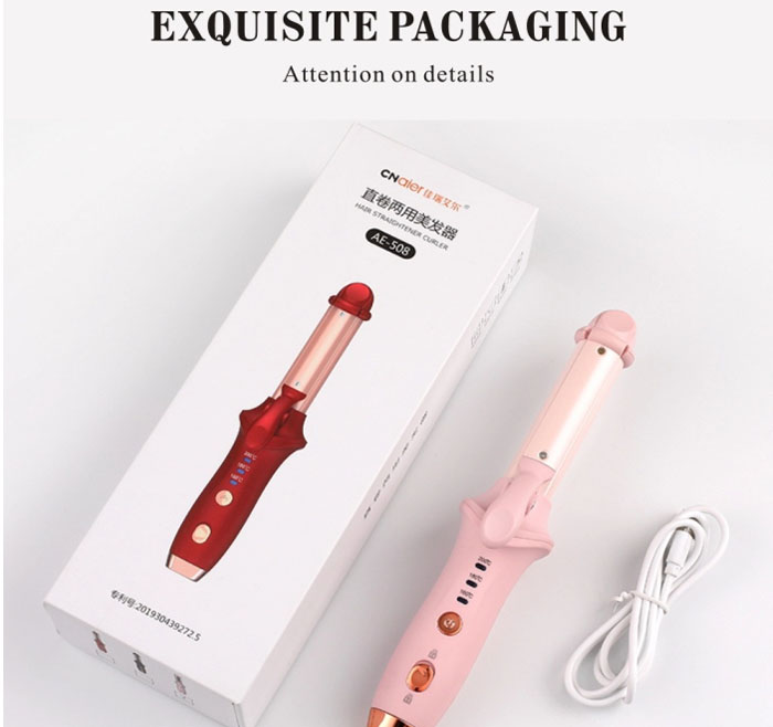 New Design 2-1 Professional Fast Heated mini Hair Curler Straightener Electric Portable Multifunction Fashion Hair Styling  AE-508