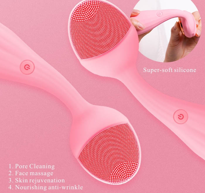 2020 New Arrival Portable Waterproof Silicone Facial Cleansing Brush Electric Face Massager Anti-aging