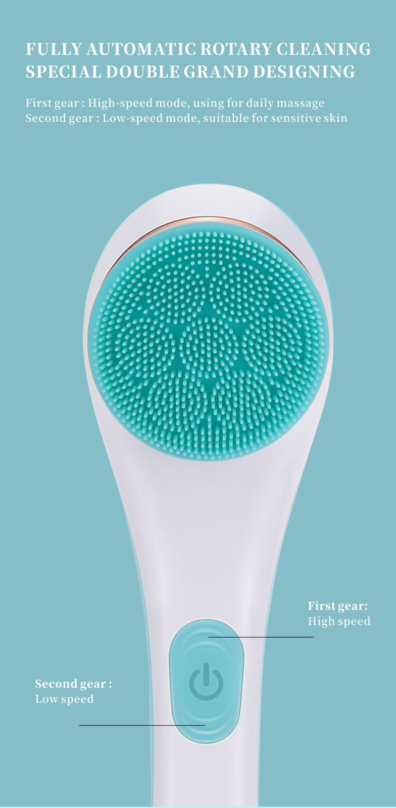 Cordless Body Scrubber Rechargeable Long Handle Bath Brush 