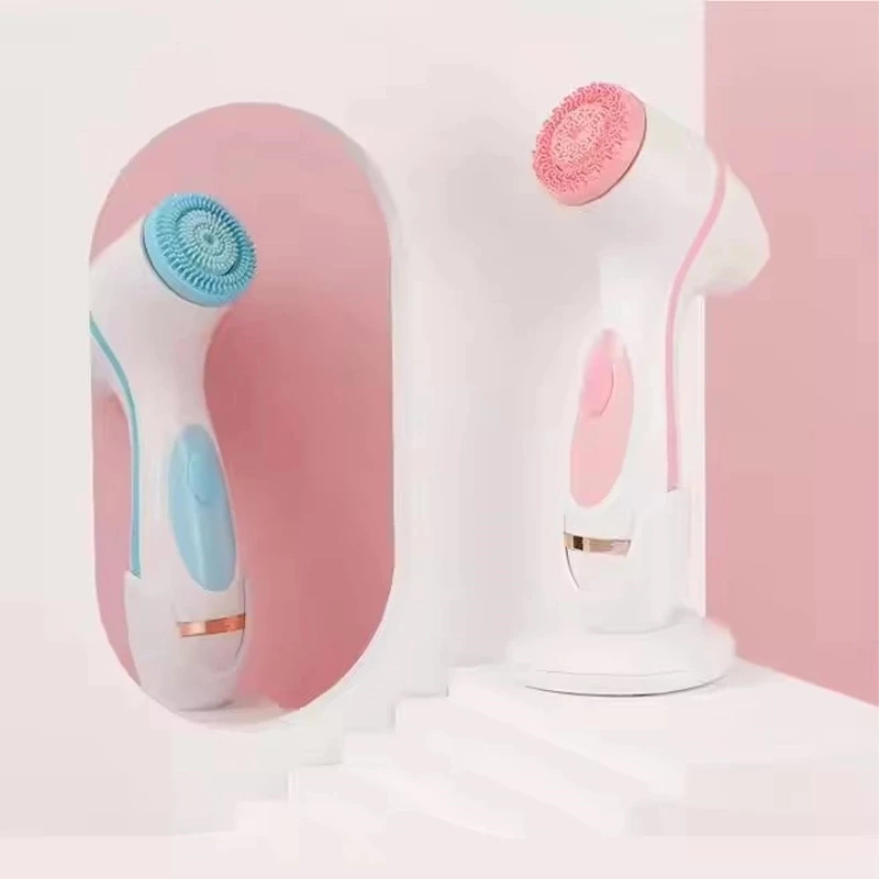 3 In1 Rechargeable Face Brush Rotating Waterproof Sonic Wireless Facial Cleansing Brush With Standing Base Face Scrubber