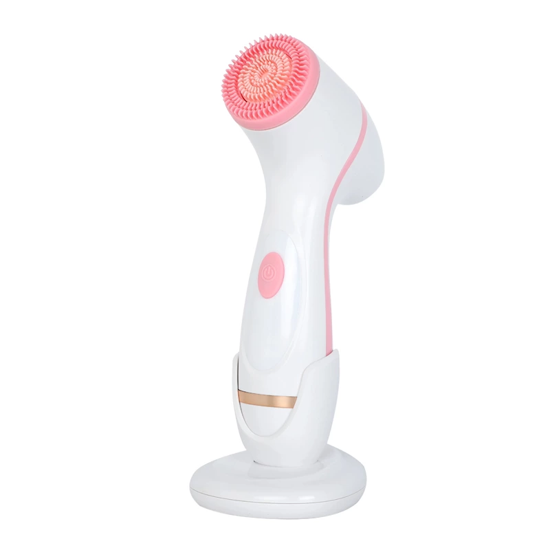 3 In1 Rechargeable Face Brush Rotating Waterproof Sonic Wireless Facial Cleansing Brush With Standing Base Face Scrubber