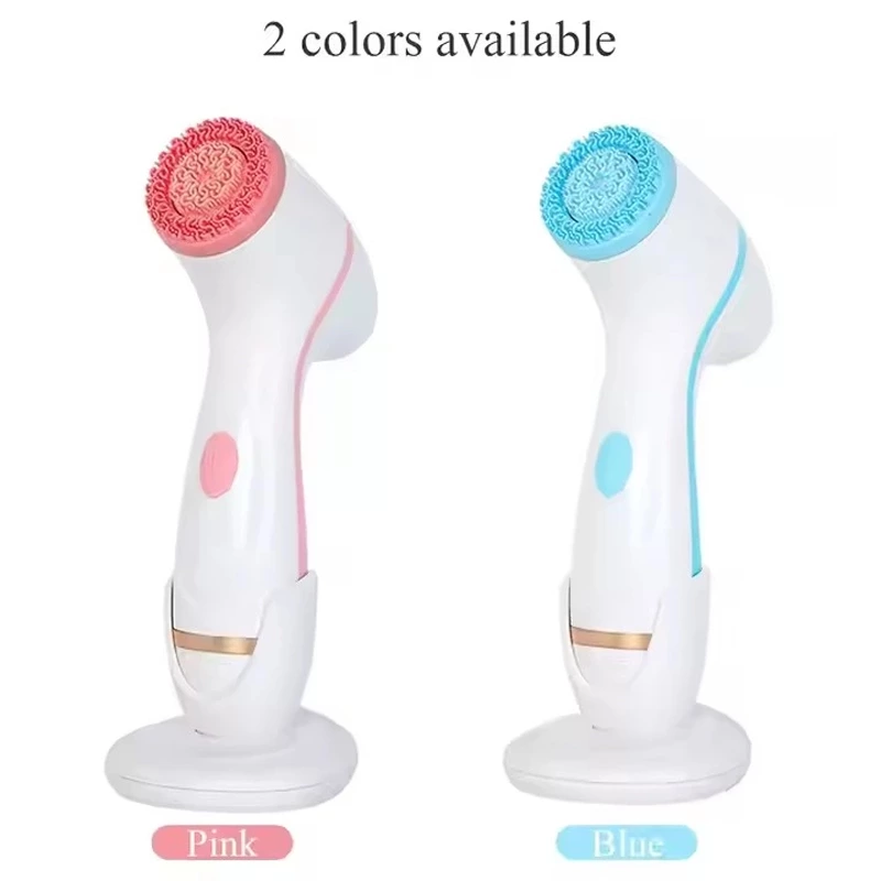 3 In1 Rechargeable Face Brush Rotating Waterproof Sonic Wireless Facial Cleansing Brush With Standing Base Face Scrubber