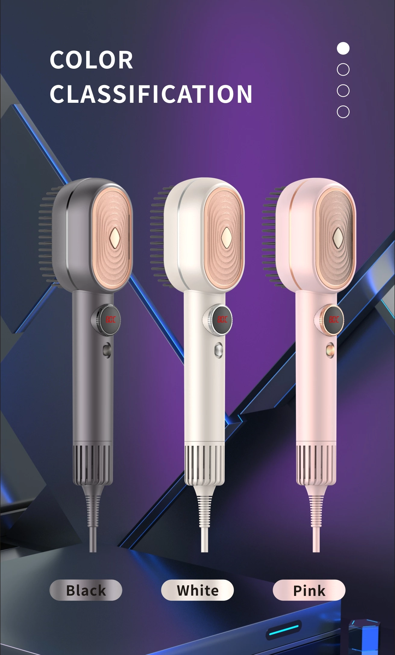 Hot BLDC Hair brushes hair drying powerful 100 Million Negative Ionic blow brush 1500w hair straightening comb for home and travel