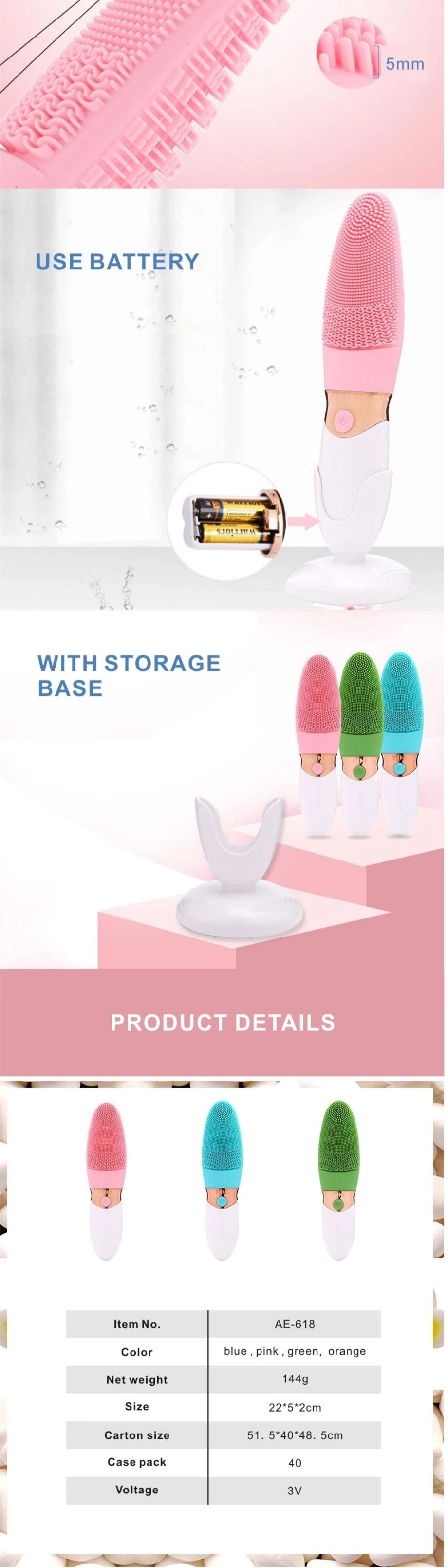 Facial Cleanser Ultrasonic Waterproof Exfoliating Beauty Face Cleansing Electric Brush Mini Silicone Facial Cleaning Brush OEMsilicone face scrubber