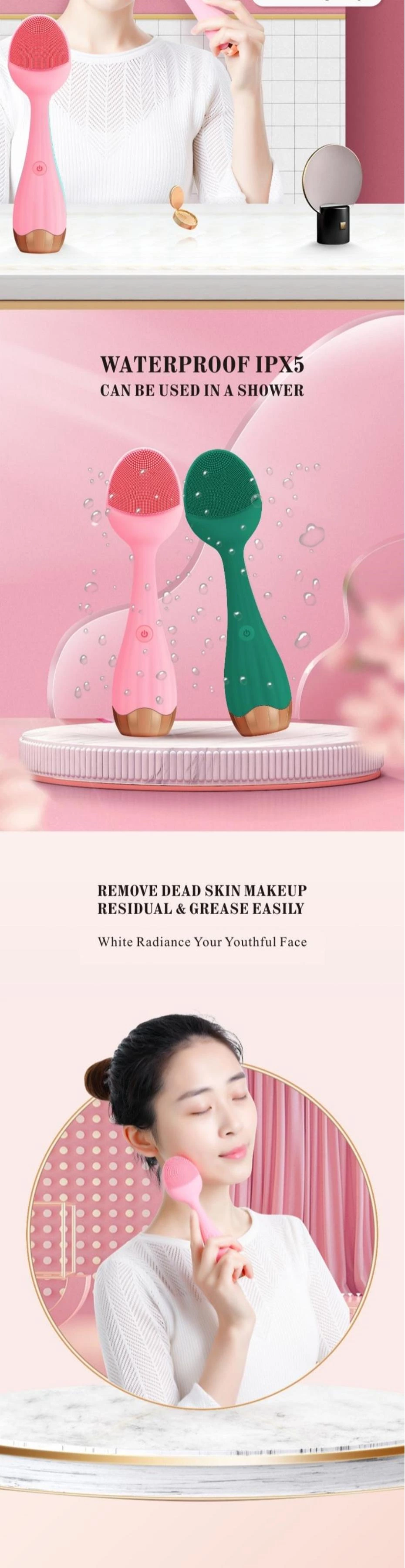 Silicone facial deep cleansing brush beauty device home use electric cleansing device sonic glow brush