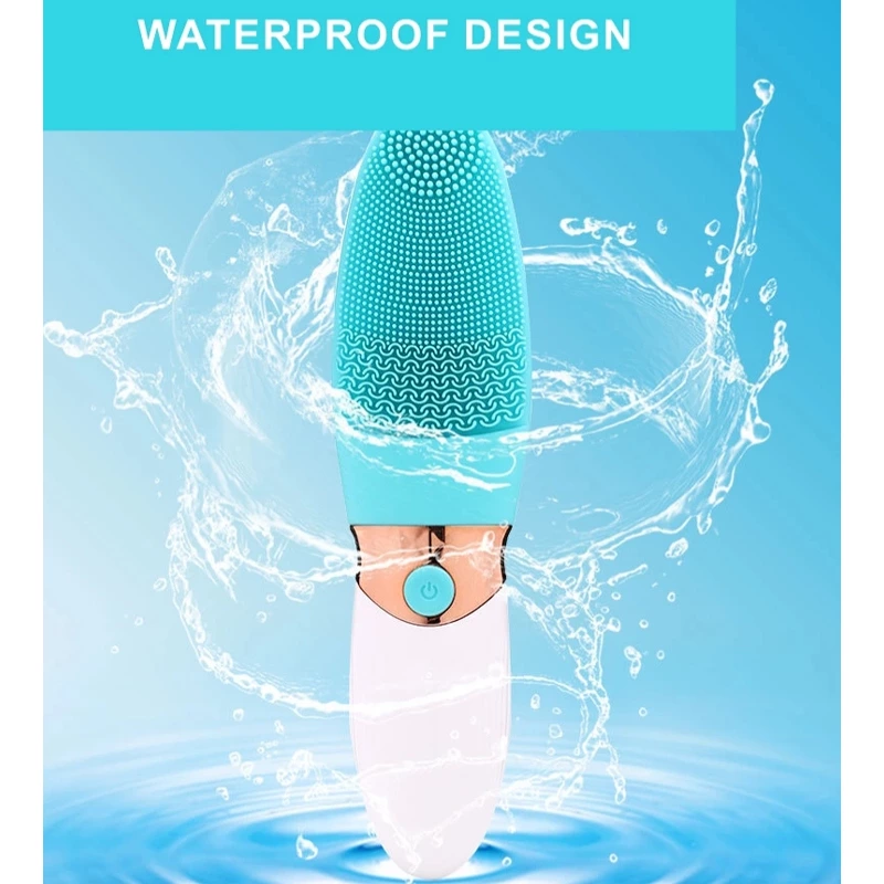 Facial Cleanser Ultrasonic Waterproof Exfoliating Beauty Face Cleansing Electric Brush Mini Silicone Facial Cleaning Brush OEMsilicone face scrubber