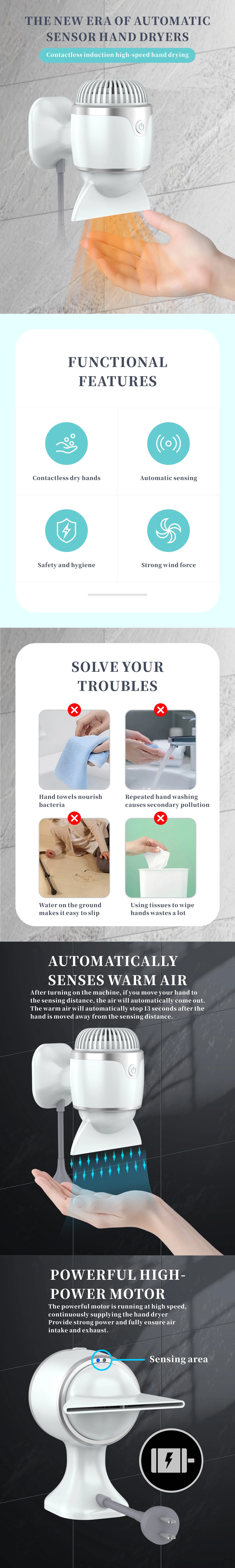 Hand dryers mini hand dryer machine hot wind wholesale electric hand dryers for home and hotel toilet hand dryers Wall mounted