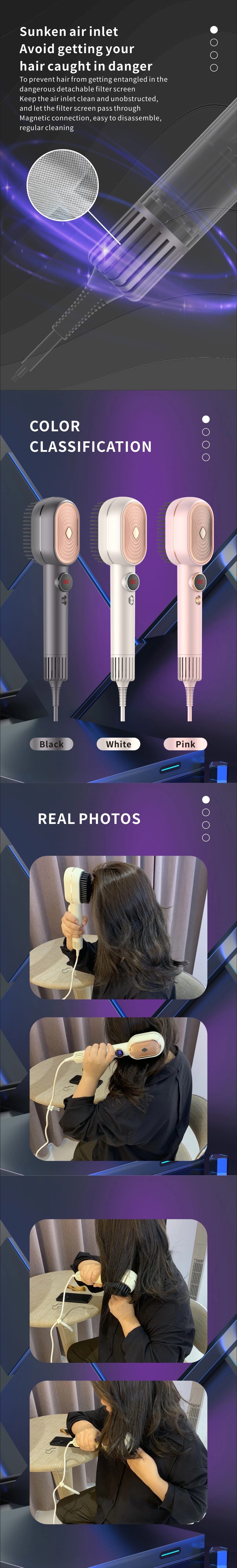 Hot BLDC Hair brushes hair drying powerful 100 Million Negative Ionic blow brush 1500w hair straightening comb for home and travel