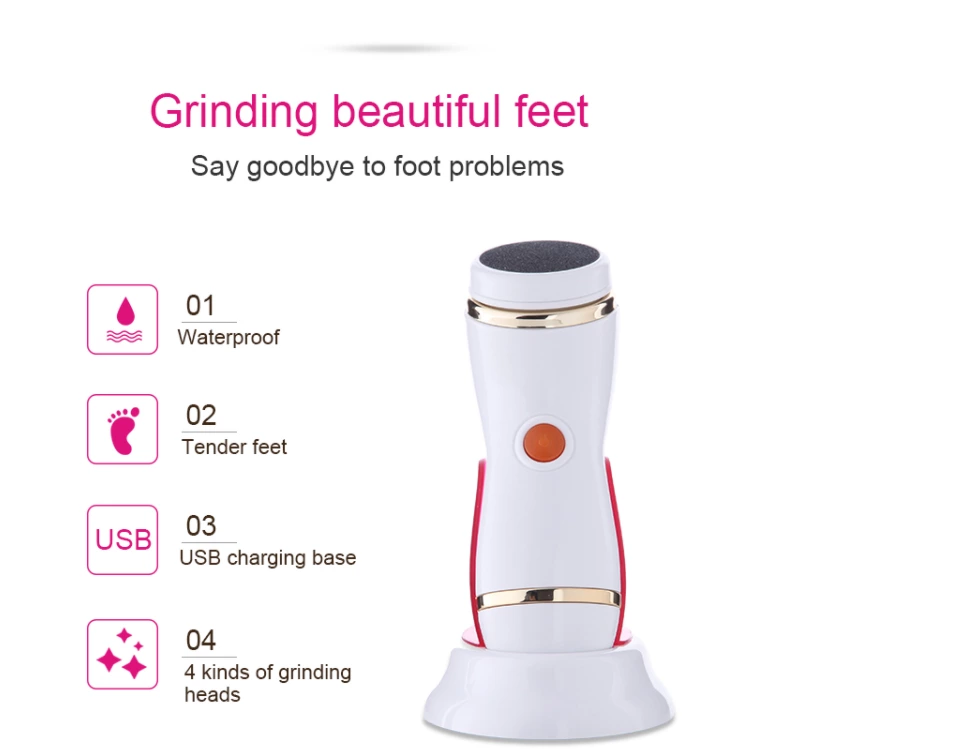 Professional 4 in 1 Electric Foot File & Callus Remover Waterproof Rotating Manicure & Pedicure Kits for Foot Care
