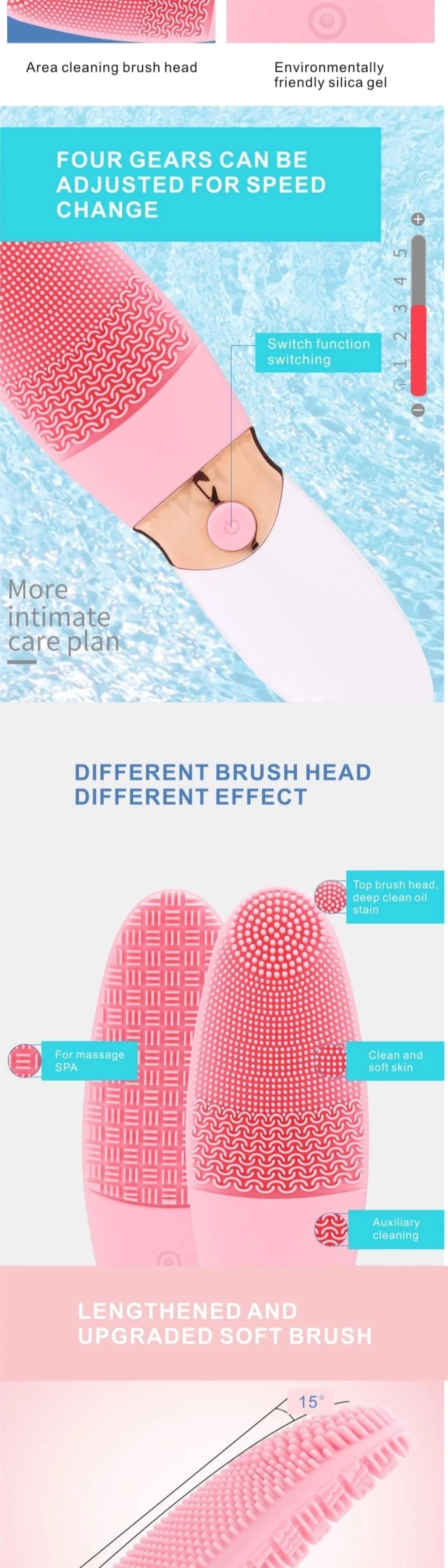 Facial Cleanser Ultrasonic Waterproof Exfoliating Beauty Face Cleansing Electric Brush Mini Silicone Facial Cleaning Brush OEMsilicone face scrubber